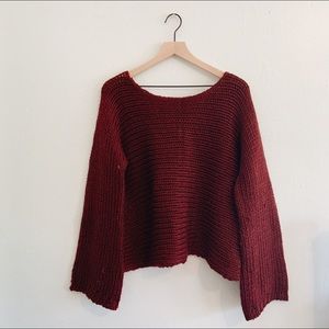 Anthropology Bell Sleeve Sweater Ruby
